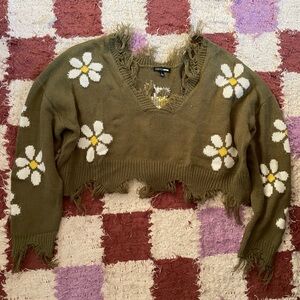 Fashion Nova Olive Knit Cropped Sweater